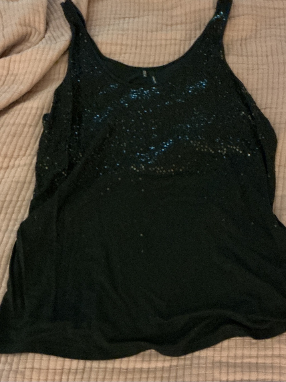 Maurices Black Sequin Scoop Neck Tank Top